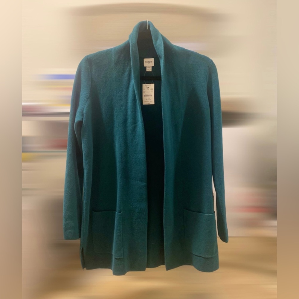 NWT J Crew Chelsea Sweater Blazer Women Size XXS MSRP $138 Green